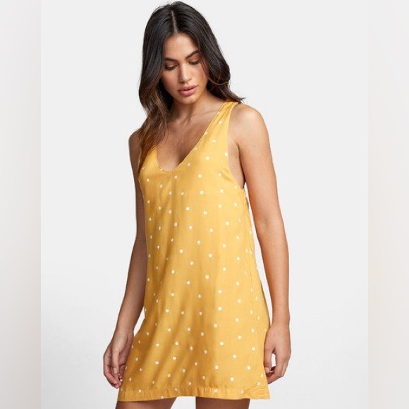 NWT RVCA Yellow Polka Dot Tank Dress Size Medium🌼 - Picture 9 of 10